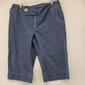 WORK TO WEEKEND WOMEN'S PANTS BLUE SIZE 12 COTTON DENIM CROP CAPRI PEDDLE PUSHER